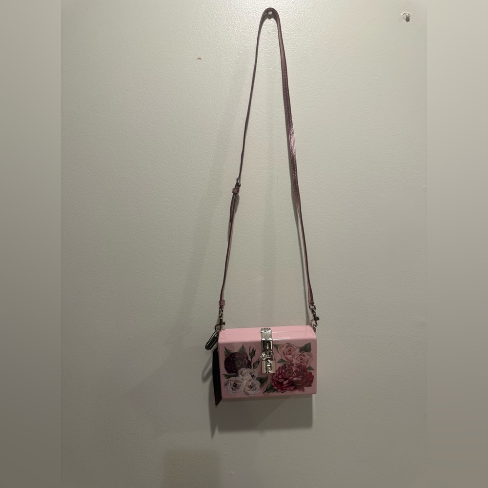 Dolce & Gabbana Small Pink Floral Plexiglass & Acrylic-Minaudiere Bag